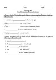 Test your knowledge on the simple present. Present Continuous Quiz - ESL worksheet by hebashahin11