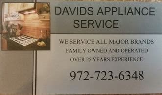 020 8432 7111call us to book or. David's Appliance Service, Inc. | Midlothian, TX 76065 ...