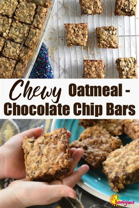 In a large mixing bowl, add oats, mashed banana and peanut butter and mix well. Chewy Oatmeal Chocolate Chip Bars - Happy Hooligans