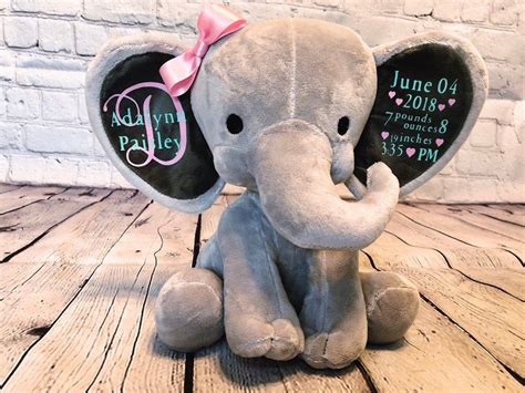 I did the hardest part (and really it wasn't that hard) for you already. Baby Birth announcement elephant Stuffed animal birth ...