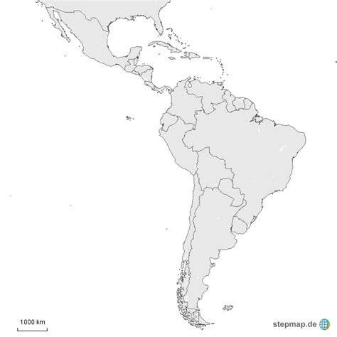 Lateinamerika (spanisch américa latina bzw. Lateinamerika_Umriss_Staatsgrenzen von k_os - Landkarte ...