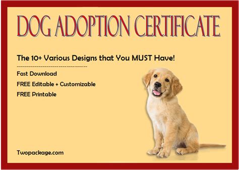 Hello, my name is carl! 10+ Dog Adoption Certificate Free Printable Designs