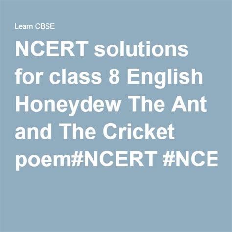 Class 8 hindi vasant, bharat ki khoj, durva all exercise questions with solutions to help you to revise complete syllabus and score more marks. NCERT Solutions for Class 8 English Honeydew Poem Chapter ...