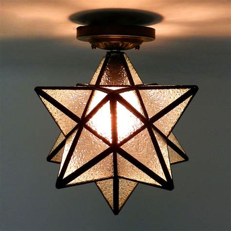 Hardwired connection is applicable to the moravian star ceiling light. Moravian Star Ceiling Light Glass Flush Mount Ceiling ...