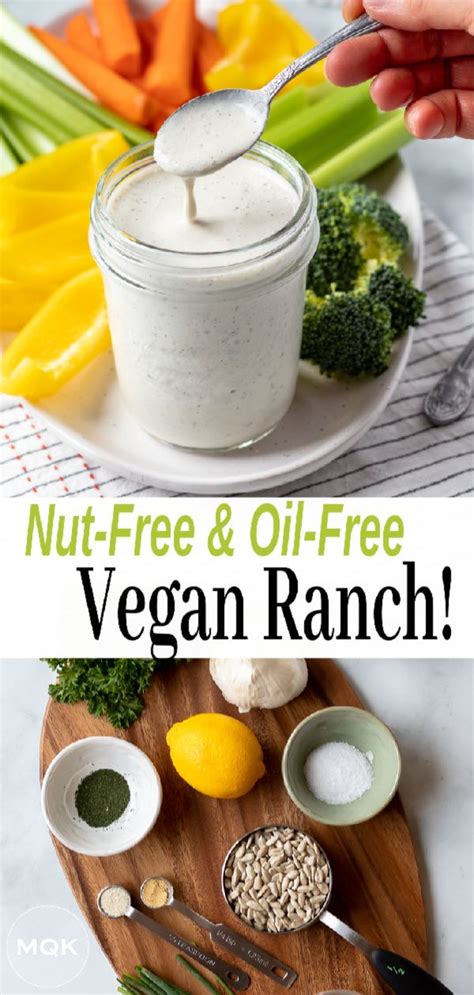 60ml/¼ cup red wine vinegar. Nut-Free Vegan Ranch Dressing (Oil-Free) | Recipe in 2020 ...