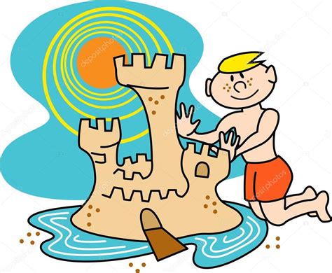 Just to search and unlimited download for free. Boy building a sand castle with a moat on the beach ...