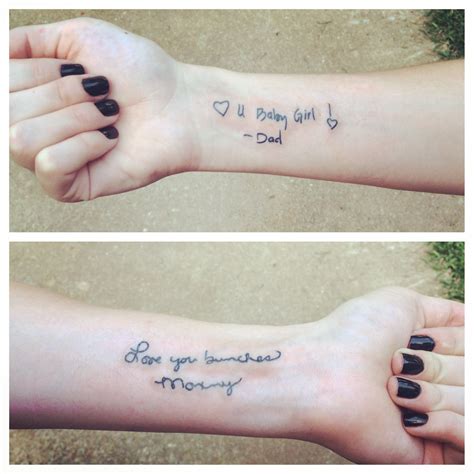 Tattoo sponge's board handwriting tattoos on pinterest. Parents handwriting from cards tattooed on my wrist! Done ...