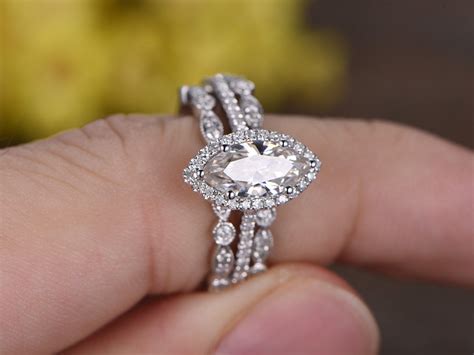 See more ideas about wedding rings, engagement ring inspiration, engagement. 5x10mm Marquise Cut Forever Classic moissanite engagement ring set,Marquise diamond wedding band ...