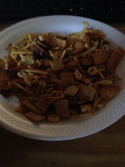 This perfectly spiced #texastrash is where it's at! Texas Trash Trail Mix- 1 box Corn Chex 2 cups Cheerios 1 bag Fritos 1 container shoestring ...