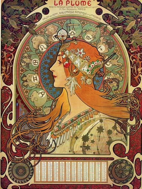 French Poster Print- Mucha - 1896 Calendar Cover Lady 1968 Reproduction ...