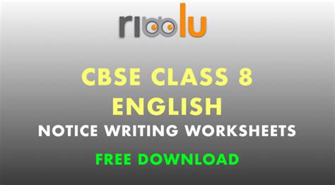 Get full details of notice writing, notice writing format, notice writing topics, notice writing example, sample. CBSE Class 8 English - Notice Writing Worksheets in 2021 ...