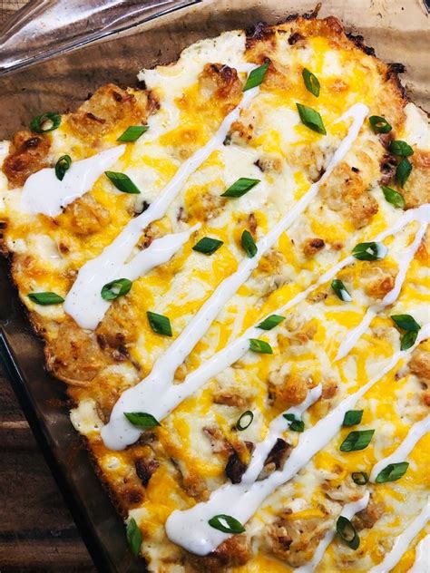 This chicken and rice casserole gets its great flavor from the onion soup mix, while the condensed cream of mushroom soup brings the ingredients together. Chicken Bacon Ranch Tater Tot Casserole - Cooks Well With ...