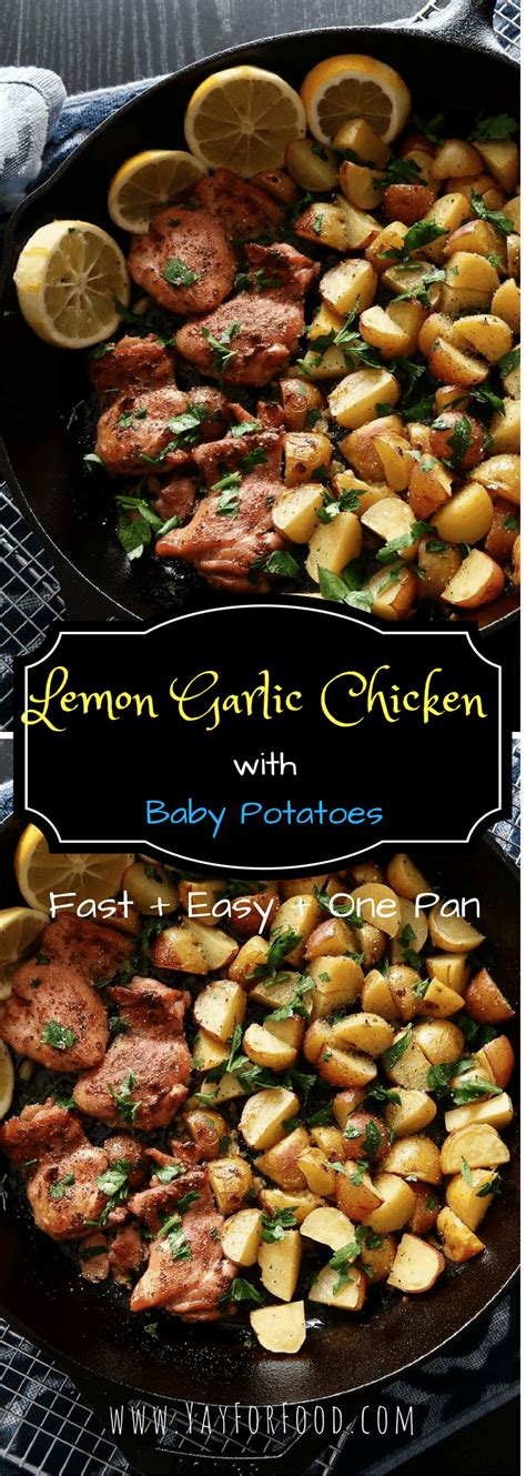 Salt 1 bunch chives, cut into. Lemon Garlic Chicken with Baby Potatoes | Recipe | Healthy ...