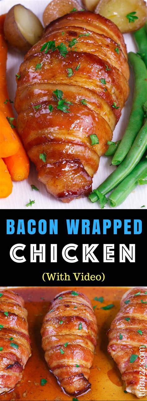 Wrap 1 slice bacon around each chicken breast half. Brown Sugar Bacon Wrapped Chicken - TipBuzz | Bacon ...