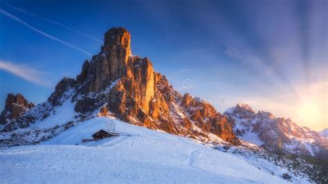 The pass is also a skiing paradise, it just takes two minutes by car to get. Fantastic Winter Landscape, Passo Giau With Famous Ra ...