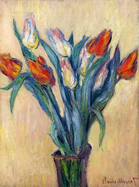 Vase of tulips is one of artworks by claude monet. ART & ARTISTS: Claude Monet - part 16 1885 - 1886