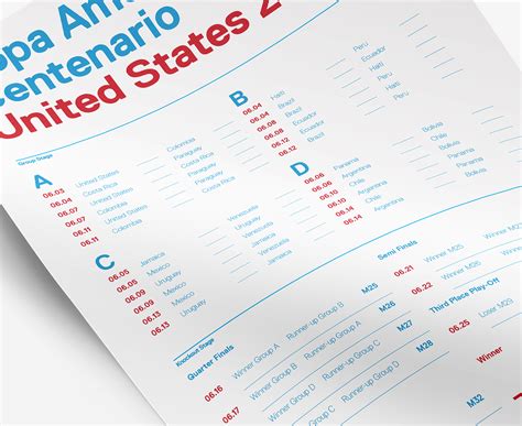 South american football tournament of copa america 47th edition is scheduled to kick off from the 13 june 2021 with the opening match between argentina vs chile while final match of the ca2021 on 10 july. Copa America 2016 Schedule Print on Behance