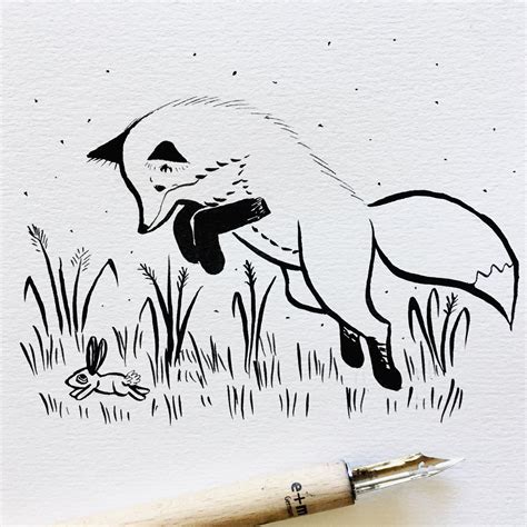 inktober-drawing-fox-ink-drawing,-art-inspiration-drawing,-pencil-drawing-tutorials