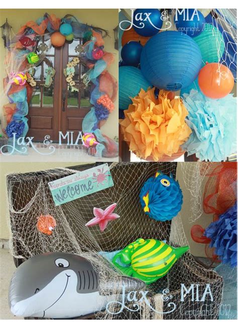 Little sharks brush their teeth, in white text across the sharks body. » Jax's 3rd B-Day: Shark Party | Shark party decorations ...