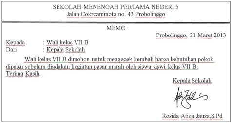 Menuliskan secara jelas nama dan alamat pengirim. Ilmu Itu Sangatlah Bermanfaat: Belajar Memo