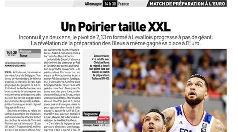 Le planning des équipes de france (homme et femme) pour les qualifications à l'eurobasket féminin 2019 et à la coupe du monde masculine 2019 vient d'être dévoilé ! Vincent Poirier, taille XXL - Basket77