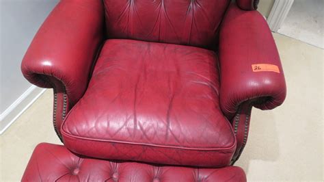 5,000 brands of furniture, lighting, cookware, and more. Tufted Red Leather Armchair & Ottoman - Oahu Auctions