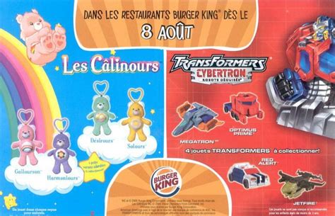 Sie sind weltweit bekannt für ihre 100% reinen rindfleischpastetchen. Burger King Jr. Meal Toys 2005 - Care Bears and Transformers - Kids Time