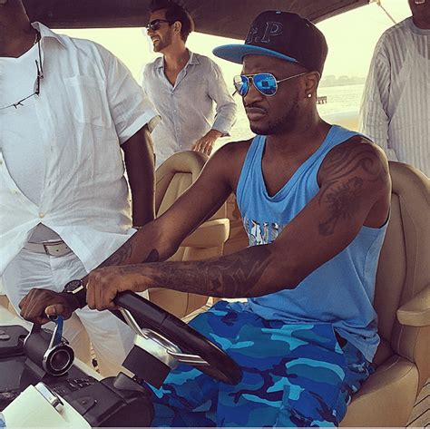 Nigerian singer, peter okoye aka mr. Peter Okoye and wife on boat cruise