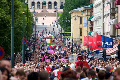 Visible is an activist group for bi and pan people. Pride parade in Oslo editorial photo. Image of crowd ...