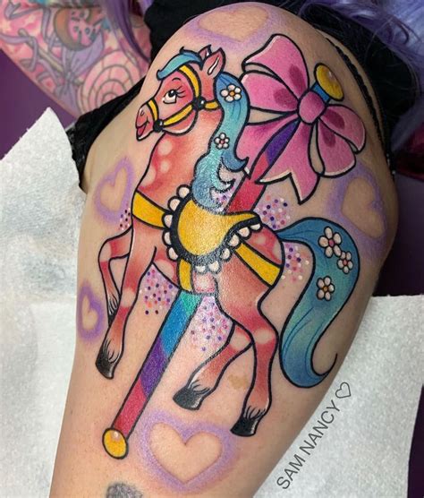 Tattoodo is the world's #1 tattoo community with the greatest collection of tattoos designs, shops and artists. Carousel horse tattoo | Girly tattoos, Carousel horse ...