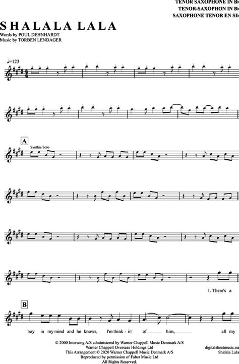 Singen & bewegen, vol 1 text: Shalala Lala (Tenor-Sax) Vengaboys Vengaboys Popmusik (ab ...
