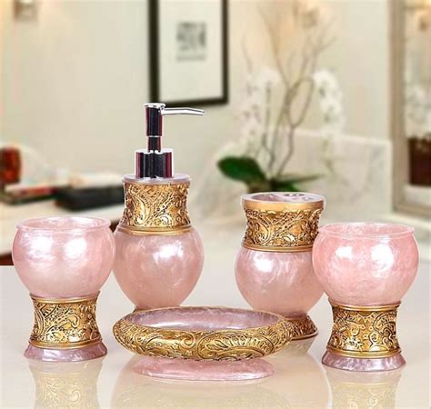 Finish off your bathroom look with stylish & practical bathroom accessories in designs and shades perfect for every decor. Adorable pink and gold bathroom accessory set for the ...