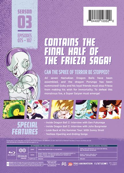 The fourth season of the dragon ball z anime series contains the garlic jr., future trunks, and dr. Dragon Ball Z Season 3 Steelbook Blu-ray