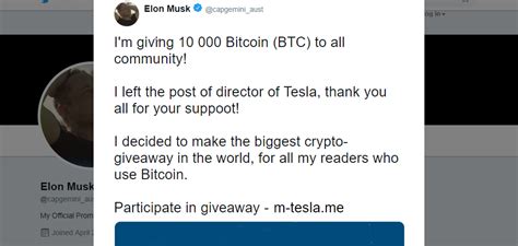 Why elon musk was wrong to get tesla into bitcoin in the first place published sun, may 16 2021 11:24 am edt updated mon, may 17 2021 9:39 am edt eric rosenbaum @erprose Scammers hijacking verified Twitter accounts to promote ...