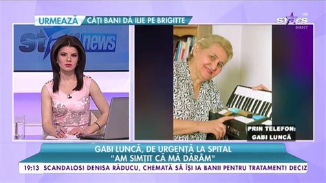 Gabi lunca — gabi luncă (née en 19381) est une chanteuse roumaine qui chante musique populaire musique gytane nesse. Gabi Luncă, de urgenţă la spital! Artista are probleme ...