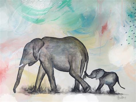 Only 2 available and it's in 8 people's carts. Mom and Baby Elephant - Hannah Crosby Art