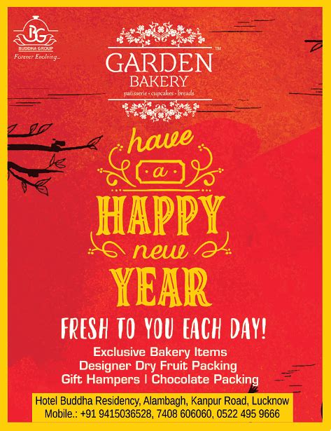 They can also enlist the. Garden Bakery Have A Happy New Year Ad | Happy new year, Happy, Happy year