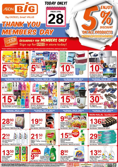 image aeon member thank you day additional discount & free cash voucher promotion dear valued customers,thank you enjoy savings with twice the rewards especially for aeon member. AEON BiG Thank You Members' Day 5% Discount on All ...