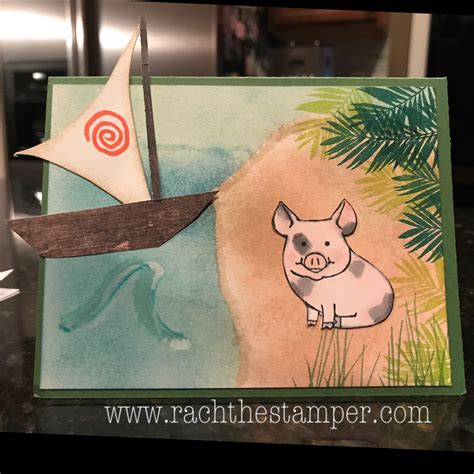 What is pandemic unemployment assistance (pua)? A Moana & Pua beachy card, Stampin' Up! • RachTheStamper