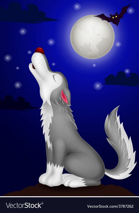 Cartoon wolf howling on rock vector image on vectorstock. Wolf cartoon howling Royalty Free Vector Image