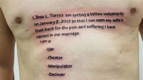 Ng t man, tat m ng. Cheating husband's huge tattoo fail - 9Honey