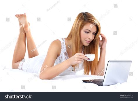 This domain has expired 364 days ago on saturday, march 14, 2020. Young Sexy Woman Working With Computer In The Bed Stock ...