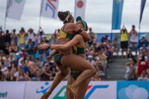 Mariafe artacho del solar (left) and taliqua clancy (right) of team australia celebrate after defeating team latvia during the women's semifinal beach volleyball at the tokyo olympics sand used in olympic competitions is heavily regulated by the international volleyball federation (fivb) to ensure it does contains no pebbles or fragments of. Second beach volleyball team ... | Australian Olympic ...