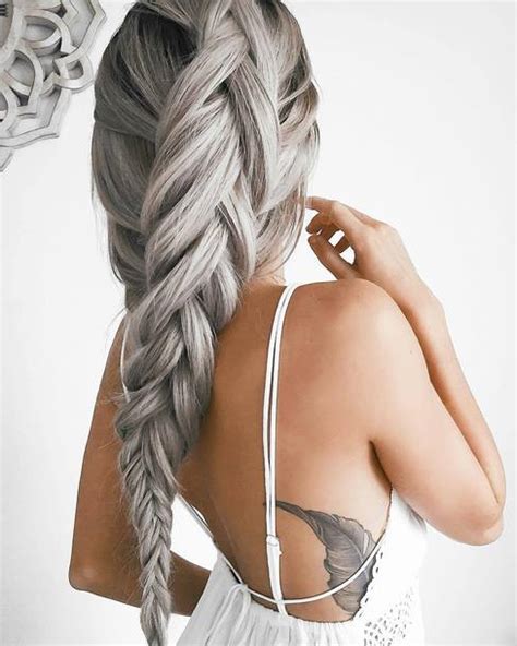 There are varied ways to braid your hair; hair accessory, tattoo, tumblr, silver hair, platinum hair ...