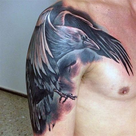 Watercolor flying crow tattoo design. 100 Crow Tattoo Designs For Men - Black Bird Ink Ideas