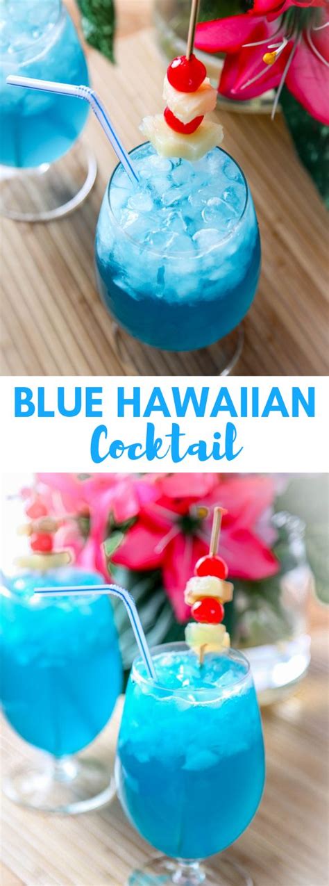 The complete drink recipe and how to make a blue angel cocktail with blue curacao, brandy, half and half, lemon juice, vanilla liqueur. BLUE HAWAIIAN RECIPE #Cocktail #Summer | Alcohol drink ...