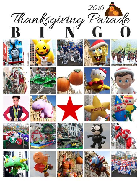 Happy thanksgiving day card design with holiday objects. 2016 Thanksgiving Day Parade BINGO {Free Printable ...
