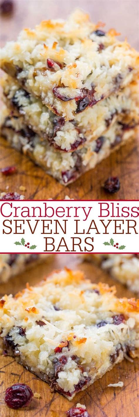 Chocolate pudding can be the basis for countless easy dessert recipes. Cranberry Bliss Seven Layer Bars - Averie Cooks | Recipe ...