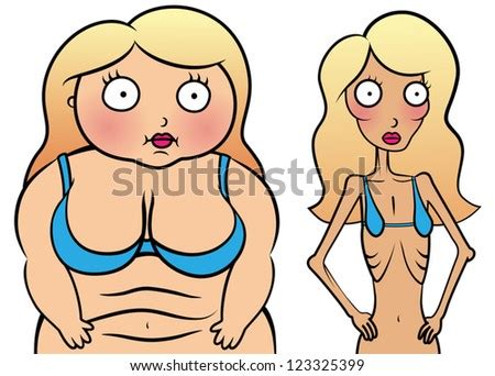 Offal, scrap, junk (object in very bad condition). Cartoon Vector Illustration Girl Anorexia Overweight ...