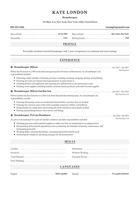 Check spelling or type a new query. Housekeeper Resume Sample | Resume guide, Housekeeping, Resume